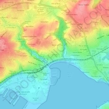 Mappa topografica Le Rody, altitudine, rilievo