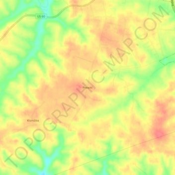 Mappa topografica Prewitt, altitudine, rilievo