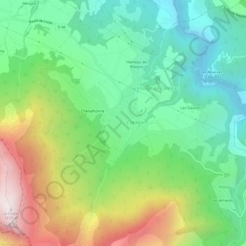 Mappa topografica Les Flandrins, altitudine, rilievo