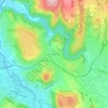 Mappa topografica Fay-la-Triouleyre, altitudine, rilievo