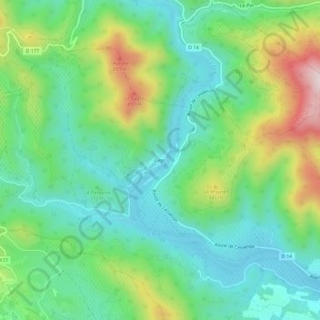 Mappa topografica Ceps, altitudine, rilievo