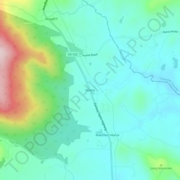 Mappa topografica Huntly, altitudine, rilievo