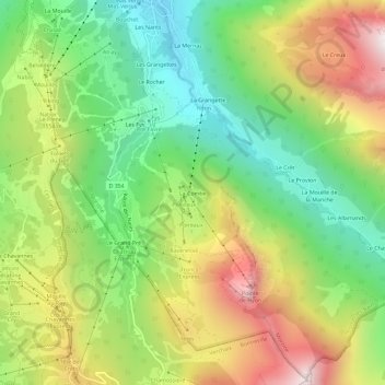 Mappa topografica La Combe, altitudine, rilievo