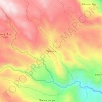 Mappa topografica El Calvario, altitudine, rilievo