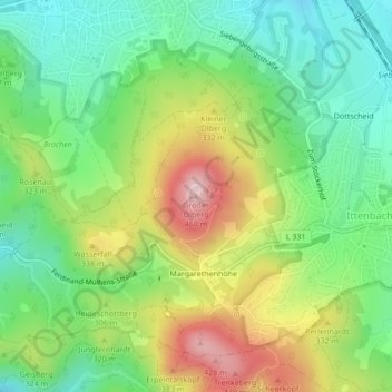 Mappa topografica Großer Ölberg, altitudine, rilievo