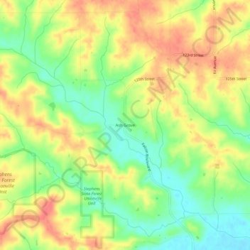 Mappa topografica Ash Grove, altitudine, rilievo