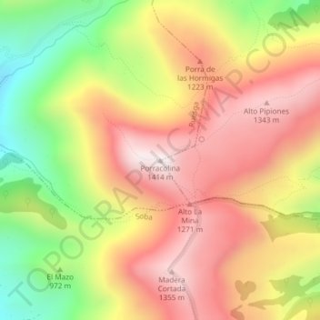 Mappa topografica Porracolina, altitudine, rilievo