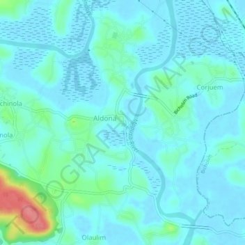 Mappa topografica Aldona, altitudine, rilievo