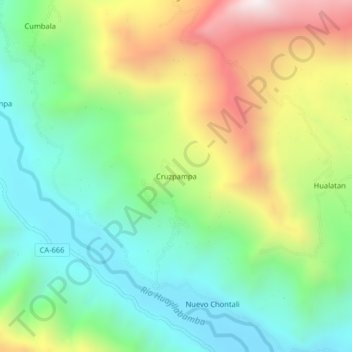 Mappa topografica Cruzpampa, altitudine, rilievo