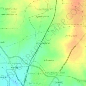 Mappa topografica Mahalingapuram, altitudine, rilievo