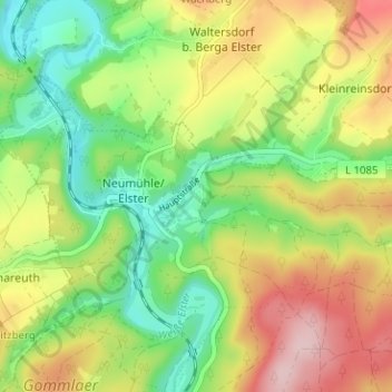 Mappa topografica Grüne Eiche, altitudine, rilievo