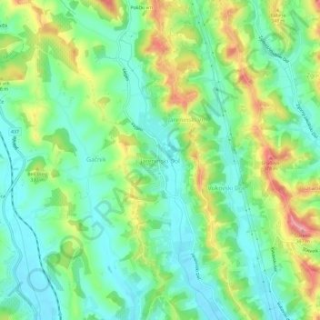 Mappa topografica Jareninski Dol, altitudine, rilievo