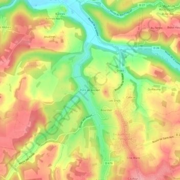 Mappa topografica Pont de Belpert, altitudine, rilievo