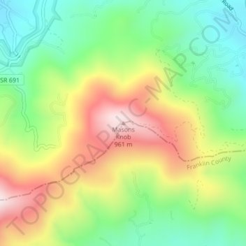 Mappa topografica Masons Knob, altitudine, rilievo