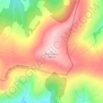 Mappa topografica Pico Ropero, altitudine, rilievo