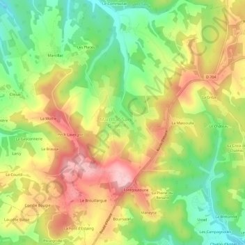 Mappa topografica Saint-Quentin, altitudine, rilievo