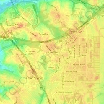 Mappa topografica Andrews Manor, altitudine, rilievo