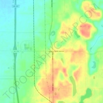 Mappa topografica Bradley, altitudine, rilievo