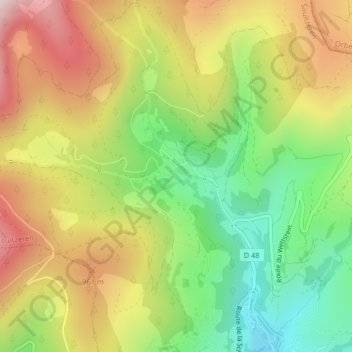 Mappa topografica Hirsteren, altitudine, rilievo