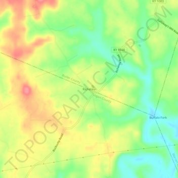 Mappa topografica Richelieu, altitudine, rilievo
