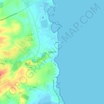Mappa topografica Borgo 84, altitudine, rilievo