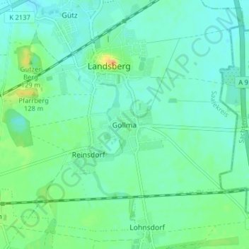 Mappa topografica Gollma, altitudine, rilievo