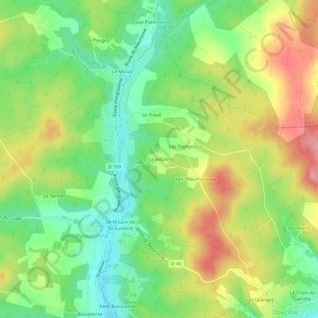Mappa topografica La Vidalie, altitudine, rilievo