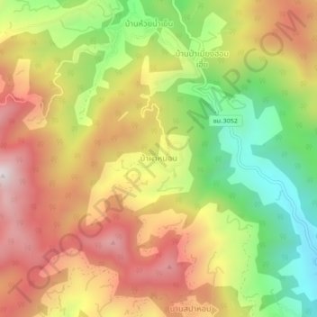 Mappa topografica Ban Pha Mon, altitudine, rilievo
