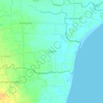 Mappa topografica Ticalan, altitudine, rilievo