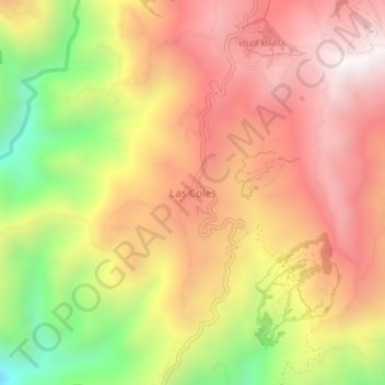 Mappa topografica Las Coles, altitudine, rilievo