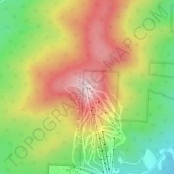 Mappa topografica Bromley Mountain, altitudine, rilievo