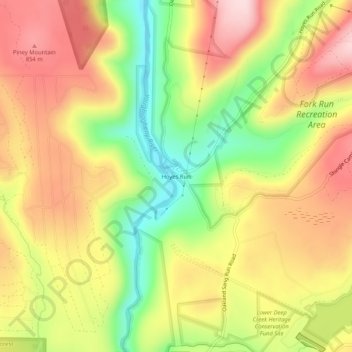 Mappa topografica Hoyes Run, altitudine, rilievo
