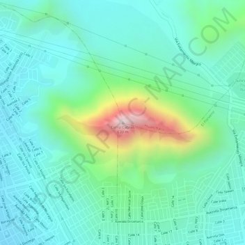 Mappa topografica Cerro Cabras, altitudine, rilievo