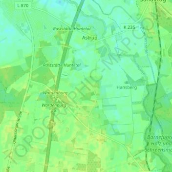 Mappa topografica Höven, altitudine, rilievo