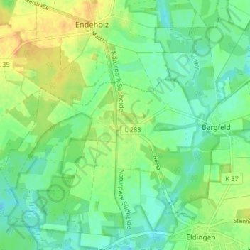 Mappa topografica Heese, altitudine, rilievo