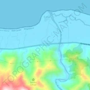 Mappa topografica Buritaca, altitudine, rilievo