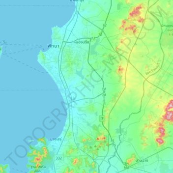 Mappa topografica Huai Yai, altitudine, rilievo