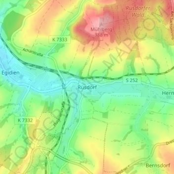 Mappa topografica Rüsdorf, altitudine, rilievo