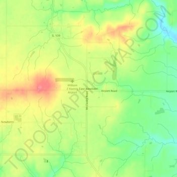 Mappa topografica East Newbern, altitudine, rilievo