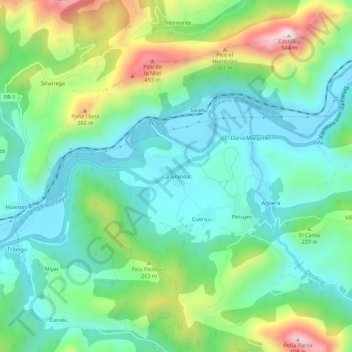 Mappa topografica La Granda, altitudine, rilievo