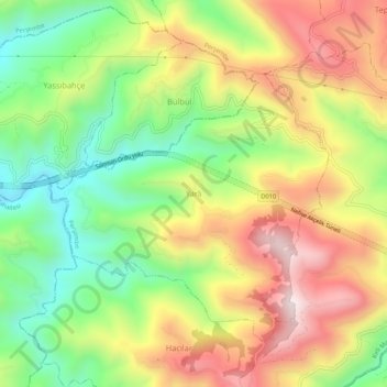 Mappa topografica Yarlı, altitudine, rilievo
