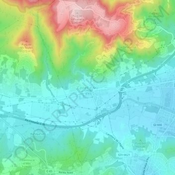 Mappa topografica Castell d'Aro, altitudine, rilievo