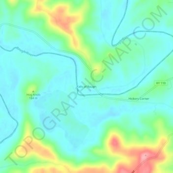 Mappa topografica Falls of Rough, altitudine, rilievo