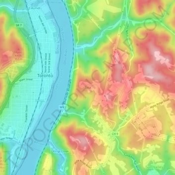 Mappa topografica Zalia, altitudine, rilievo