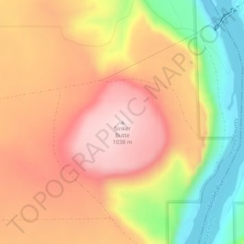 Mappa topografica Sinker Butte, altitudine, rilievo