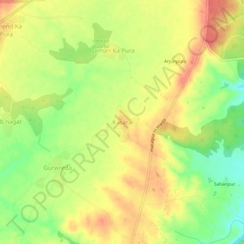 Mappa topografica Kasara, altitudine, rilievo