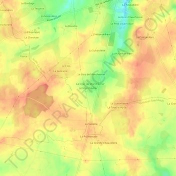 Mappa topografica Le Monchevrier, altitudine, rilievo