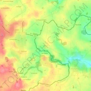 Mappa topografica Vaucé, altitudine, rilievo