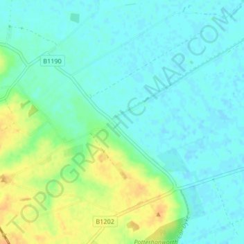 Mappa topografica Branston Booths, altitudine, rilievo