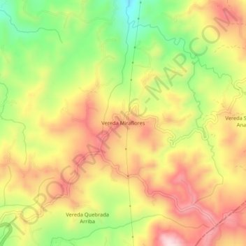 Mappa topografica Vereda Miraflores, altitudine, rilievo